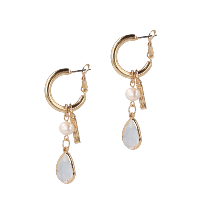 Crystal Pearl Hoops