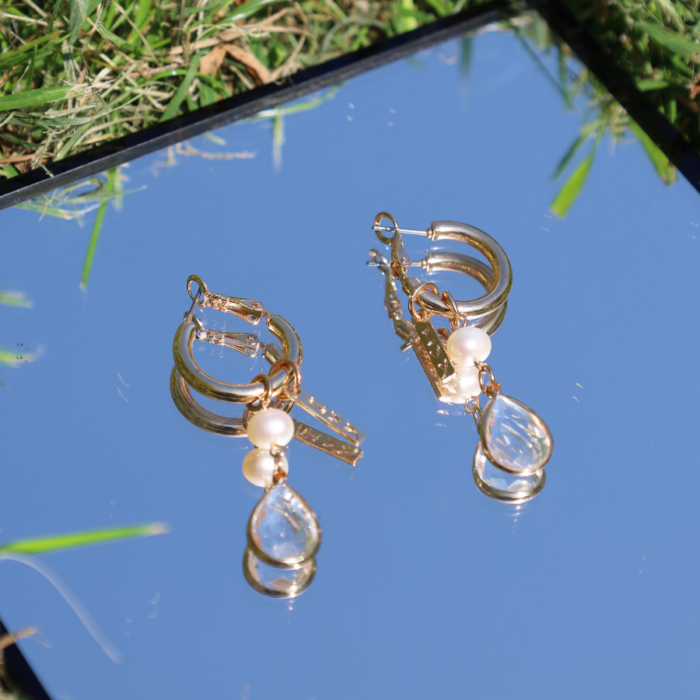 Crystal Pearl Hoops - Image 3
