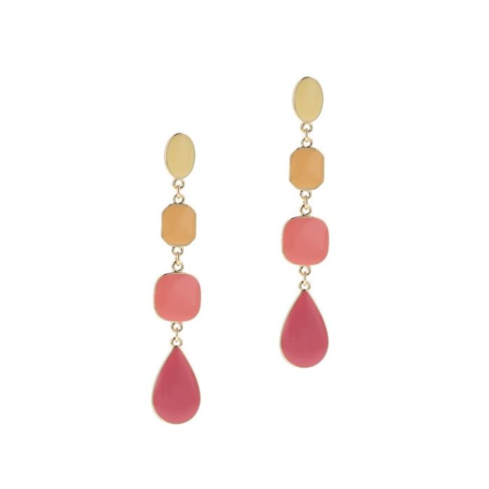 Ivy Pink Drops Enamel Earrings