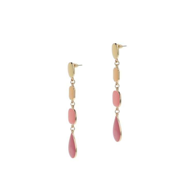 Ivy Pink Drops Enamel Earrings - Image 3