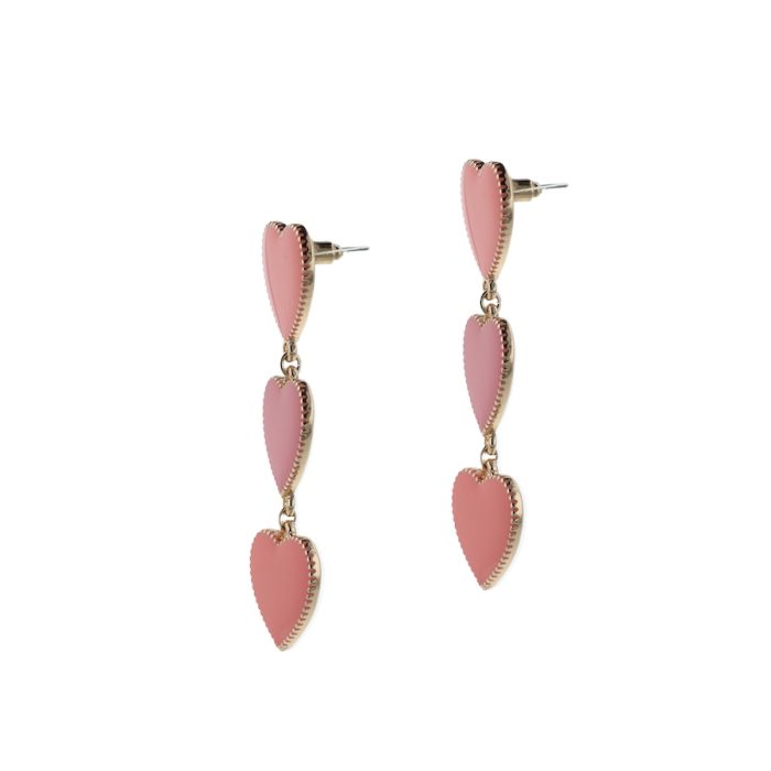 Pink Hearts Enamel Earrings - Image 3