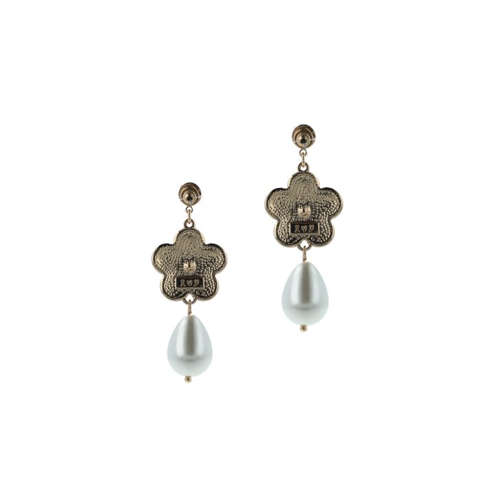 Blue Flower Enamel Earrings - Image 5